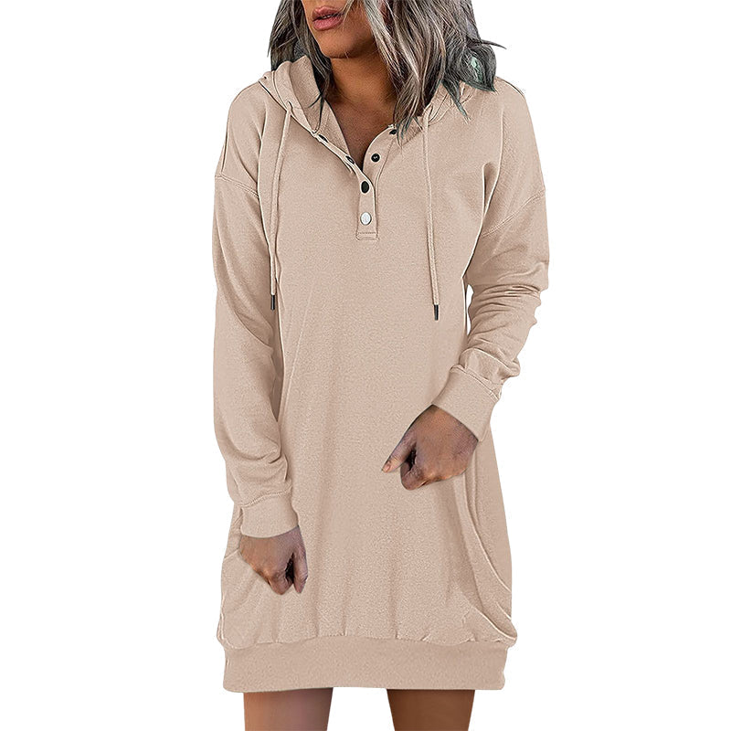 Comfortable women's long hoodie, Valeria, in a minimalist design, great for everyday casual apparel.