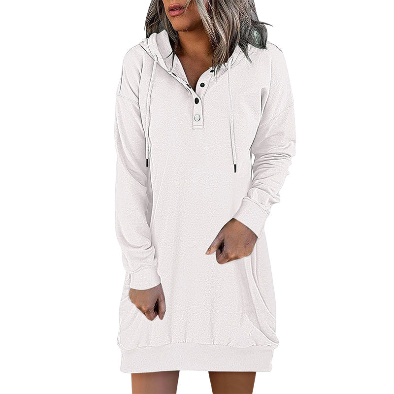Minimalist long hoodie Valeria for women, a comfortable pullover, essential for casual apparel.
