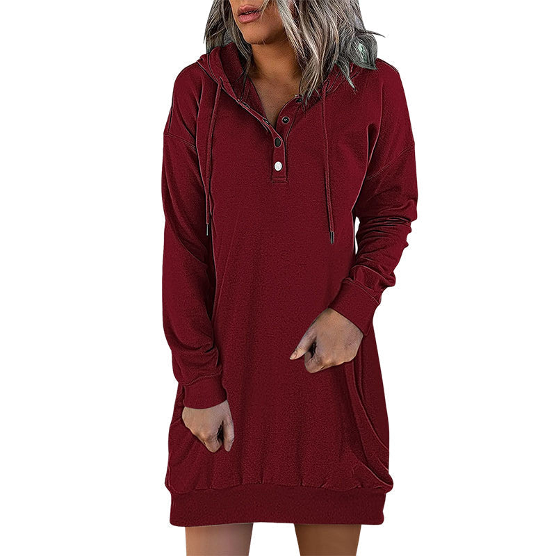 Stylish Valeria women's long hoodie, perfect for versatile everyday comfort and minimalist fashion.