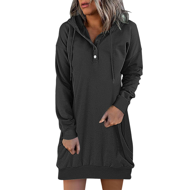 Cozy women's minimalist long hoodie, Valeria, designed for ultimate comfort and casual versatility.