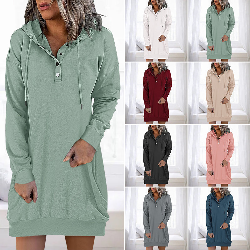 Women's Valeria minimalist long hoodie in soft gray for ultimate everyday comfort & casual style.