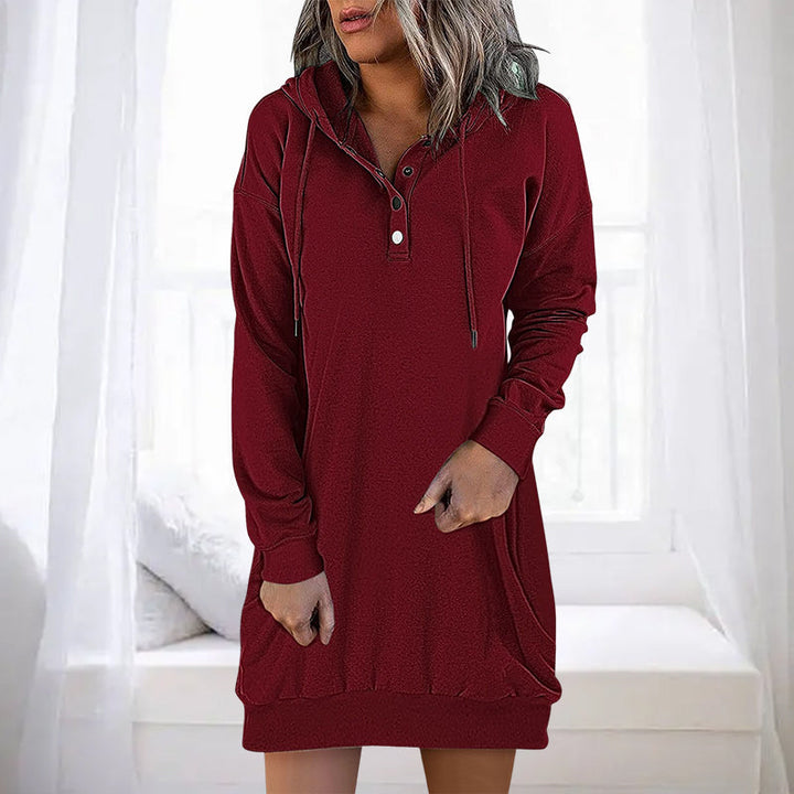 Essential women's long hoodie Valeria, a minimalist design for comfortable, stylish casual wear.