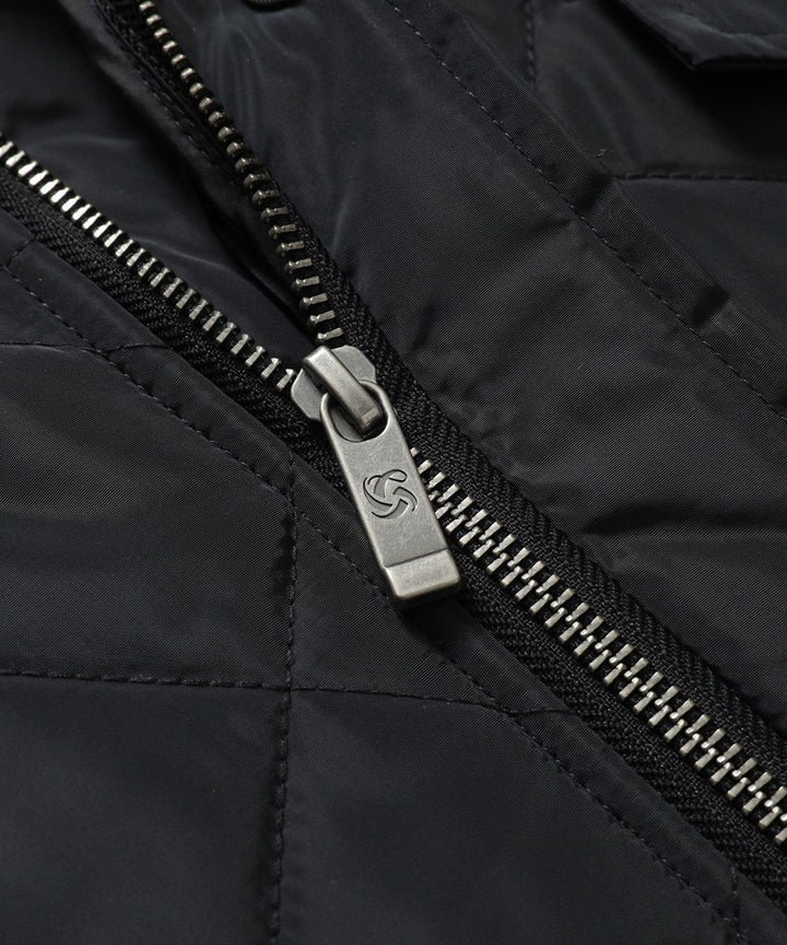 Women's quilted vest in a neutral beige, practical and stylish outerwear for everyday wear.
