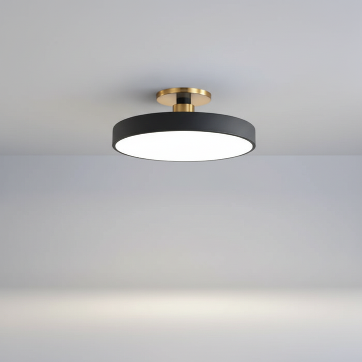 Glare-free acrylic LED ceiling lamp, Helligon semi-recessed modern lighting for gentle bedroom decor.