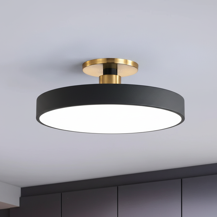 Sleek semi-recessed LED ceiling light, modern home decor providing soft, comfortable light for any room.