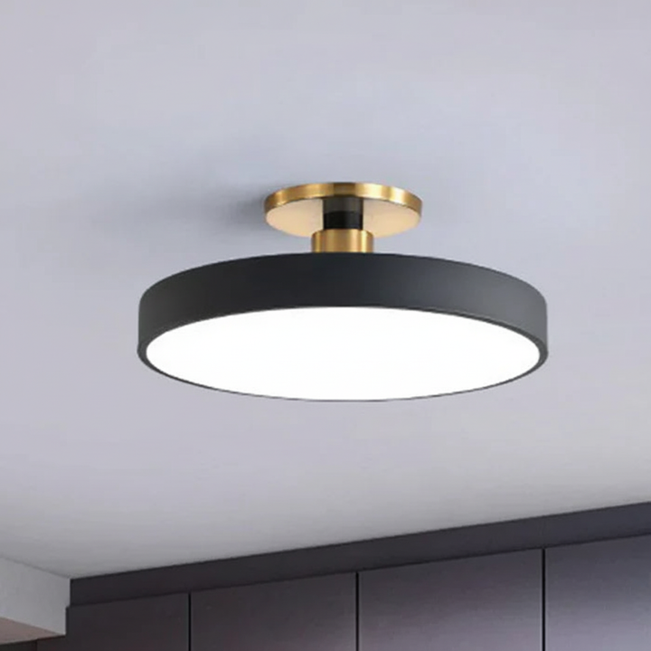 Helligon modern LED ceiling light, semi-recessed acrylic lamp providing a soft, ambient glow for home.