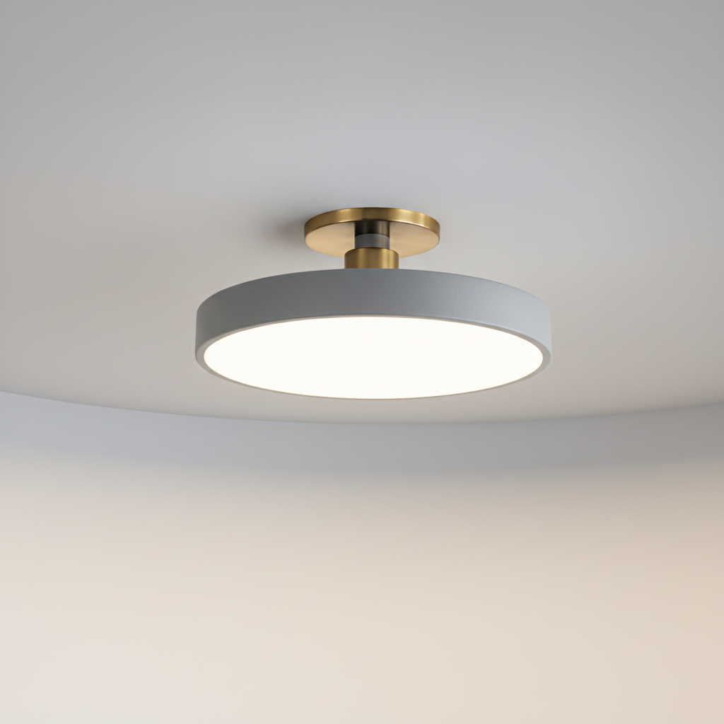 Soft, glare-free LED ceiling light, modern semi-recessed design perfect for bedroom or nursery lighting.