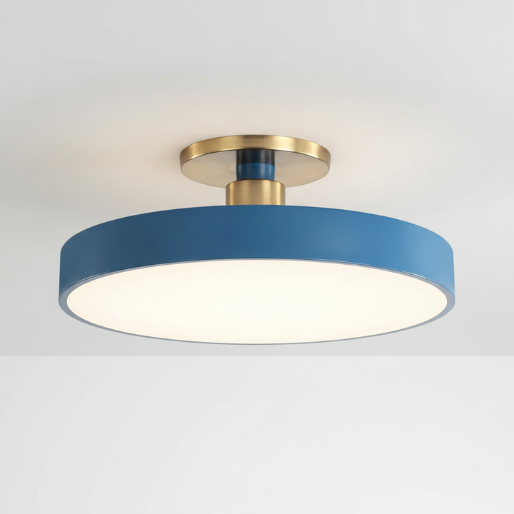 Modern semi-recessed LED ceiling light, Helligon, creating a soft, glare-free ambiance in any contemporary room.