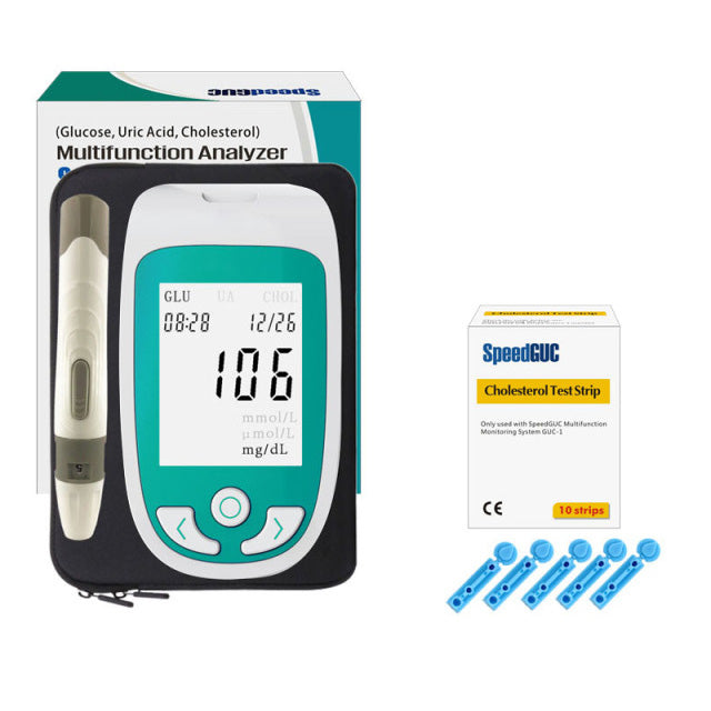 All-in-one wellness device: Glucose, cholesterol, uric acid monitor for proactive home health & self-care.