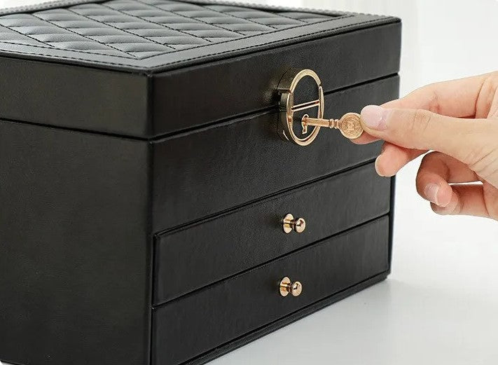 Multi-layer 3-tier jewelry organizer, designed for versatile storage and display of women's accessories.