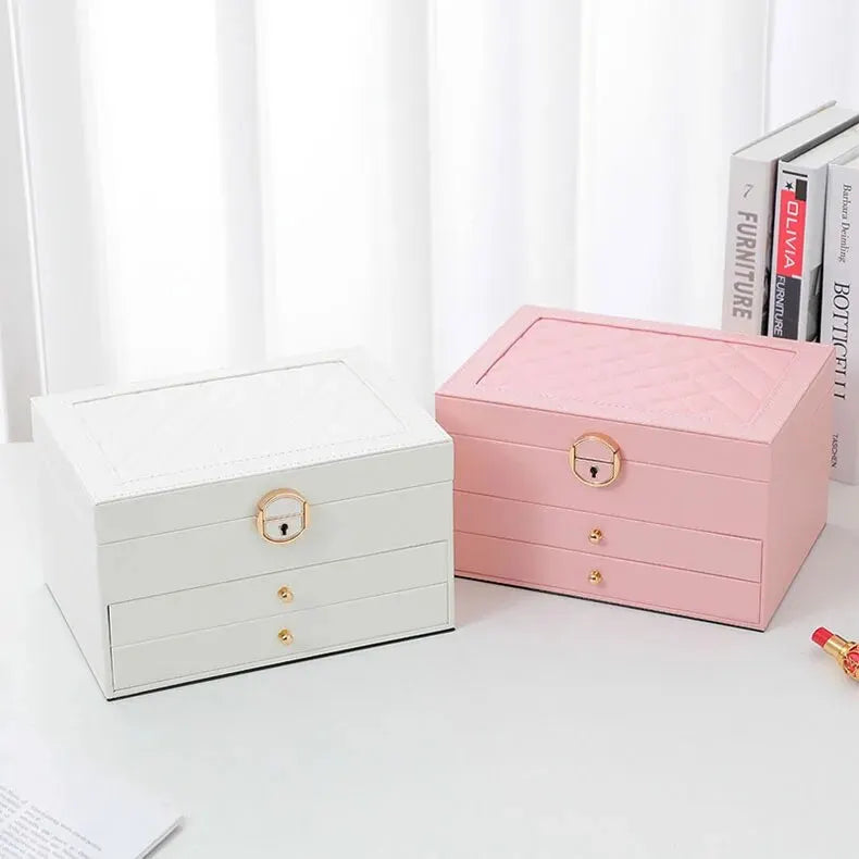 Elegant 3-tier jewelry display box, perfect for showcasing and organizing women's precious accessories.