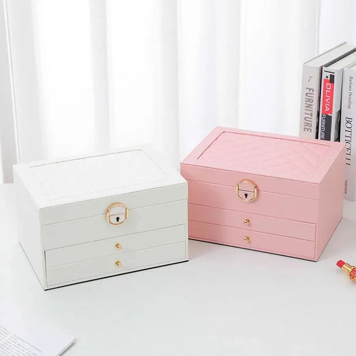 Elegant 3-tier jewelry display box, perfect for showcasing and organizing women's precious accessories.
