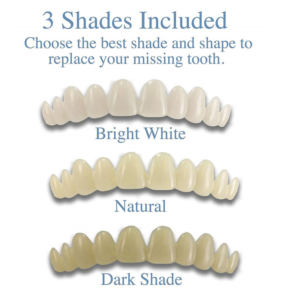 "Natural-look temporary false teeth, realistic design for seamless fit, suitable for men and women, enhances smile."