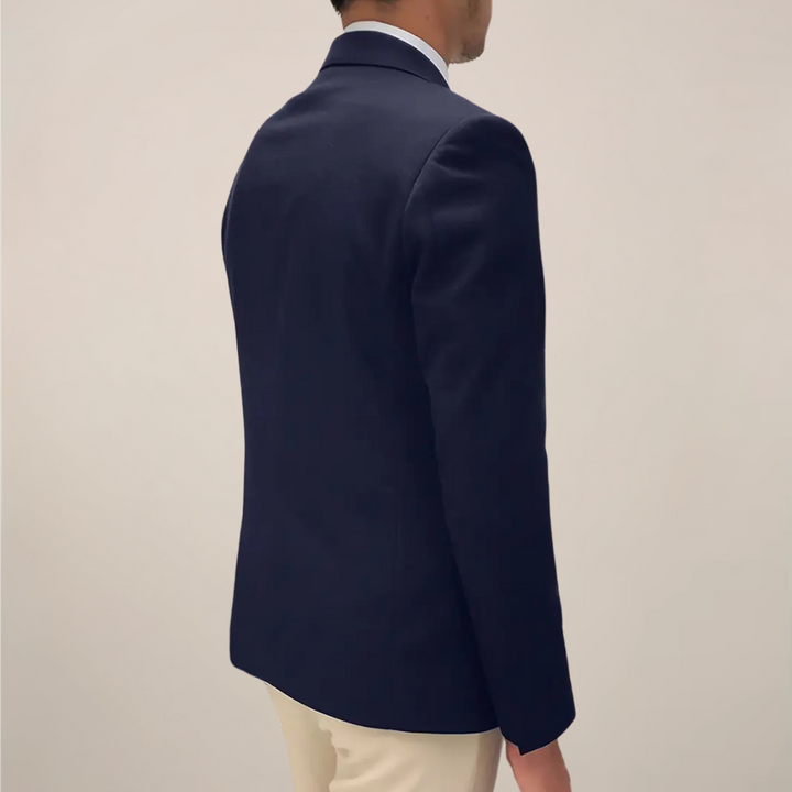 Men's tailored fit spring jacket in navy blue, versatile for smart casual outfits