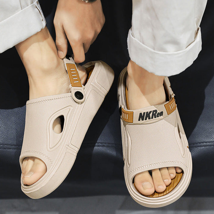 Casual men's slide sandals, non-slip for outdoor and summer wear.