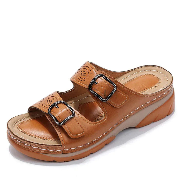 Comfortable women's summer sandals, Elena, orthopedic design with dual buckles for adjustable fit & all-day support.
