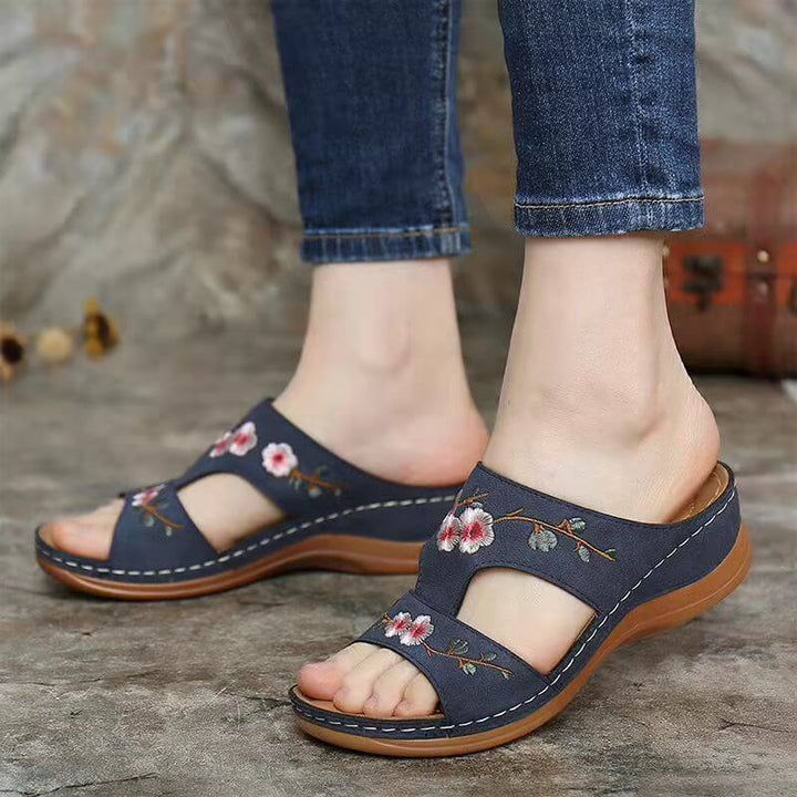 Women's Florina comfort footwear: orthopedic floral sandals for arch support, posture & walking relief.