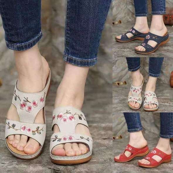 Florina floral sandals for women, blending fashion with orthopedic support for comfortable summer wear.