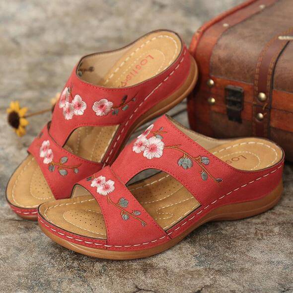 Florina women's orthopedic sandals: floral design, superior comfort, foot pain relief & arch support.