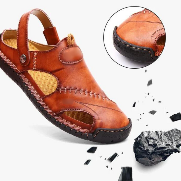 Lightweight men's orthopedic leather sandals, designed for superior foot support and all-day wear.