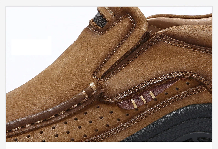 Black men's orthopedic walking shoes, featuring arch support, cushioned comfort & non-slip grip for hikes.
