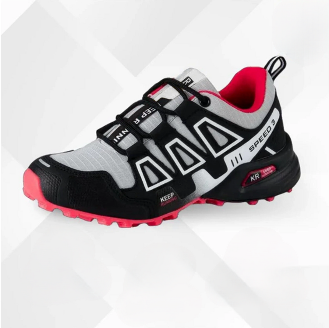 Durable unisex trekking shoes with stable grip. Ideal for outdoor adventures & active hiking comfort.