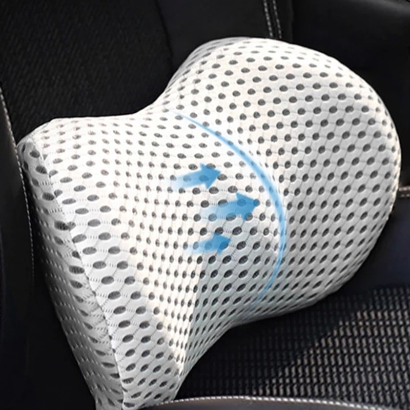 Orthopedic lumbar support cushion with ergonomic design, provides comfort and posture support, ideal for chairs and car seats
