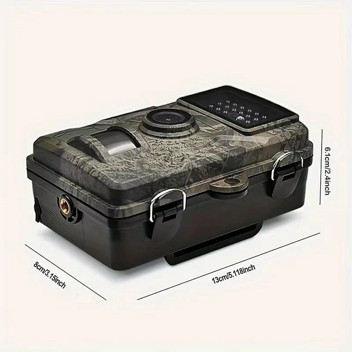 Compact wildlife surveillance camera with night vision for discreet outdoor animal tracking.