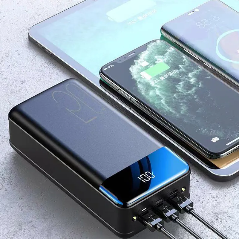Universal 50000mAh portable charger power bank in black, ideal for phones & tablets on the go.