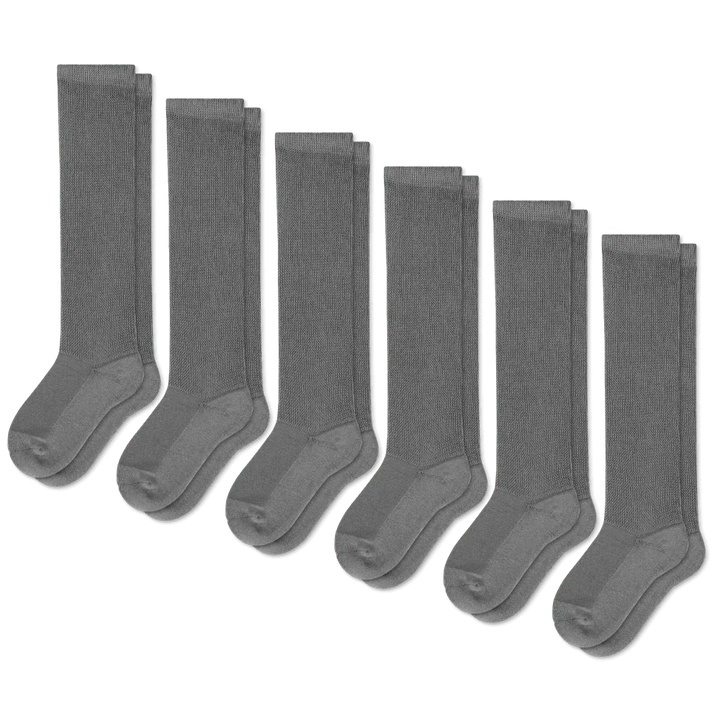 Stylish gray unisex circulation socks, providing compression and comfortable fit