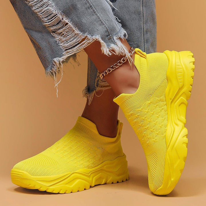 Back view of yellow Ortho Cloud Slip-On Shoes, highlighting the easy-to-wear slip-on design