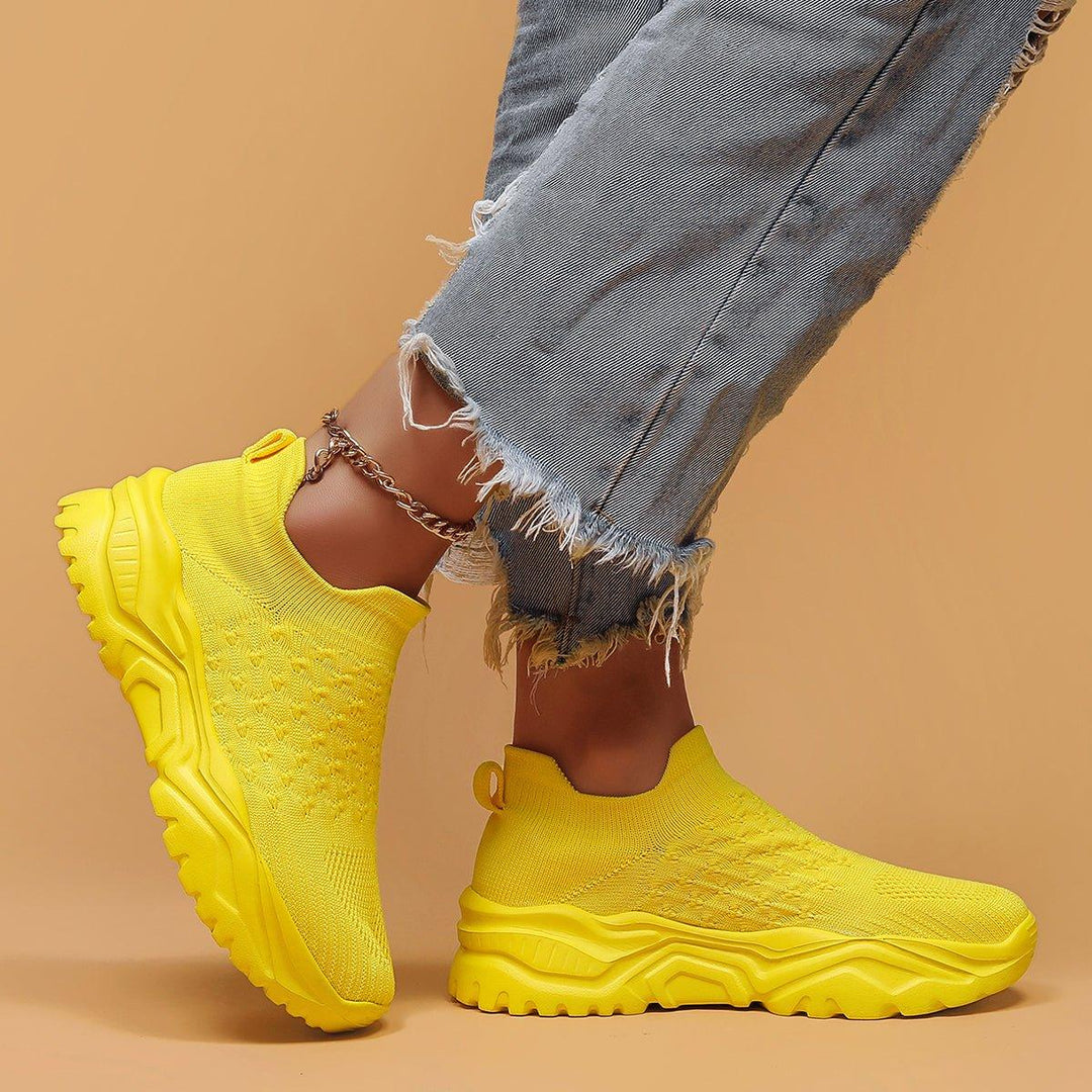 Yellow Unisex Ortho Cloud Slip-On Shoe with focus on the cushioned insole for ultimate comfort