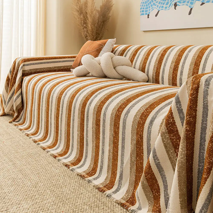 Washable chenille furniture cover, all-season stretch-fit sofa protector for pets. Stylish living room couch cover.