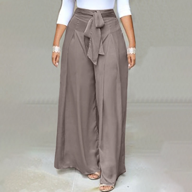 Plus-size wide-leg work pants for women, high-waisted and comfortable office attire.