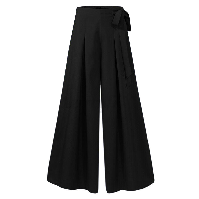 Versatile plus-size wide-leg work pants for women, high-waisted and perfect for any professional setting.