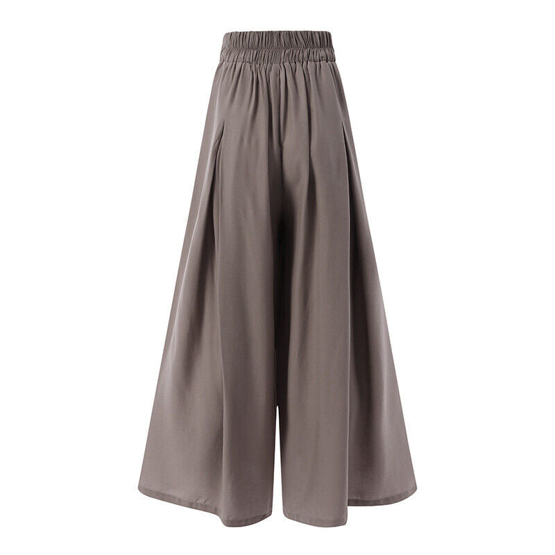 Flattering high-waist plus-size work pants, featuring a wide-leg cut for women's elegant fashion.