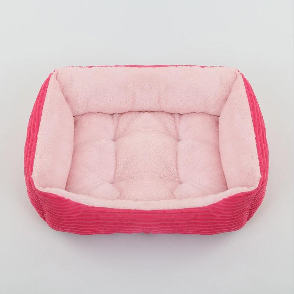 Ultra-soft plush pet bed, washable & non-slip. Provides secure, cozy relaxation for any size dog.