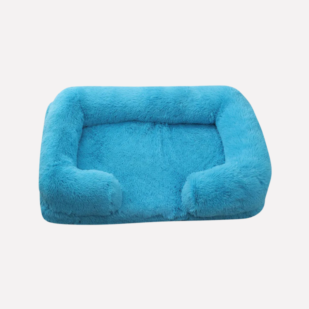 Cozy plush dog bed, non-slip, perfect pet sleep aid for any breed.