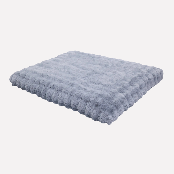 Large orthopedic plush dog bed with a durable, washable cover. Provides ultimate comfort & support for pets.