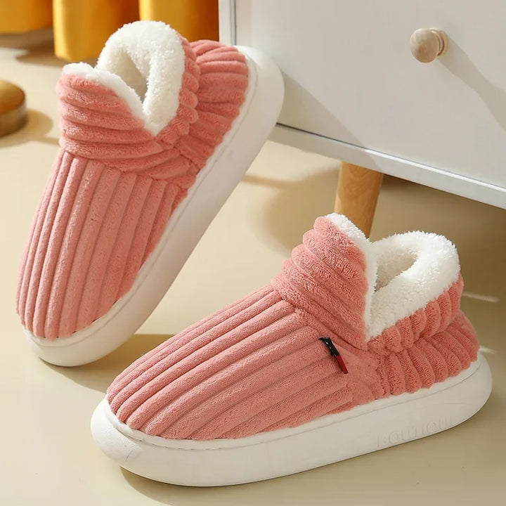 Anti-slip sole detail on a warm unisex plush slipper, perfect for indoor safety