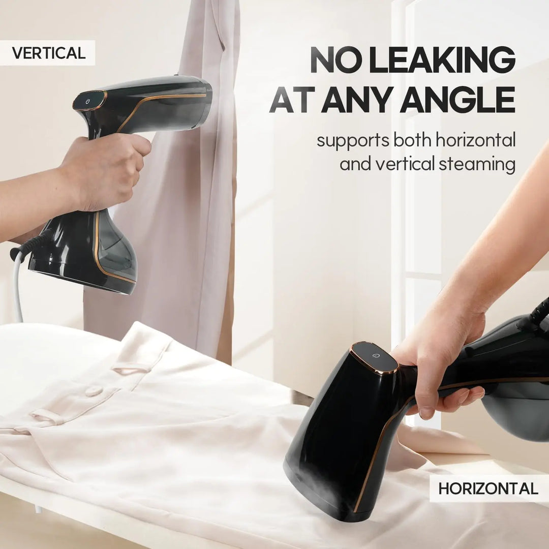 Powerful 1500W portable clothes steamer for fast wrinkle removal, ensuring quick and efficient fabric care.