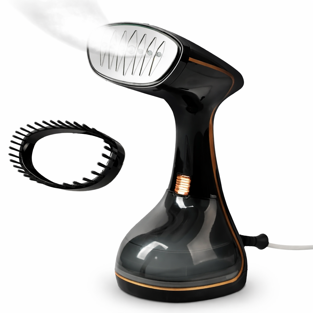 Lightweight portable steamer, 1500W, for quick garment care & wrinkle removal, a travel and home essential.