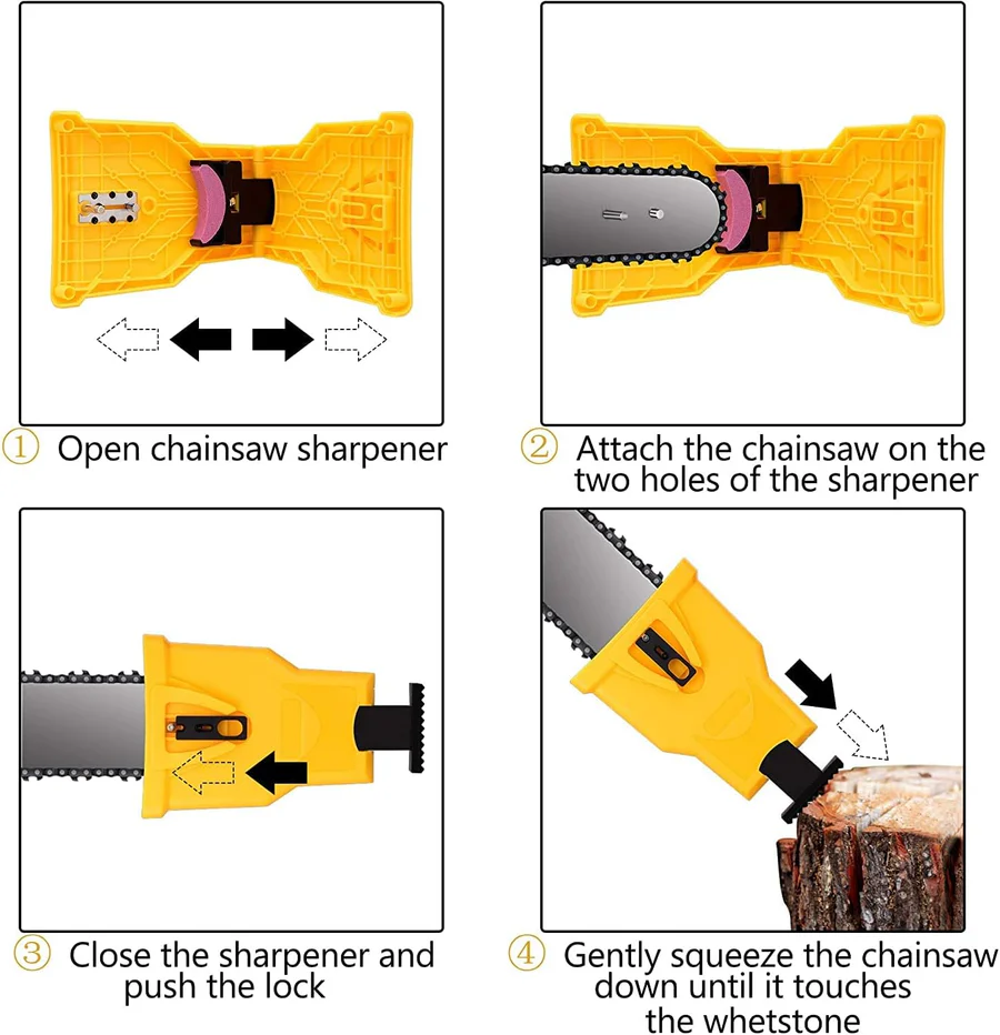 Fast & efficient chainsaw sharpener, keeping your blades ready for wood cutting tasks.