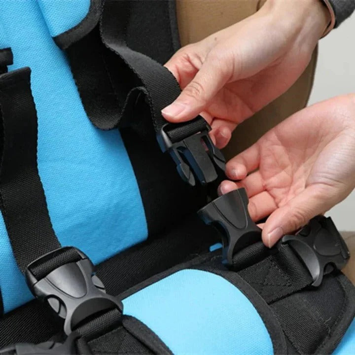5-point safety harness child car seat, a portable booster for secure and comfortable kids travel gear.