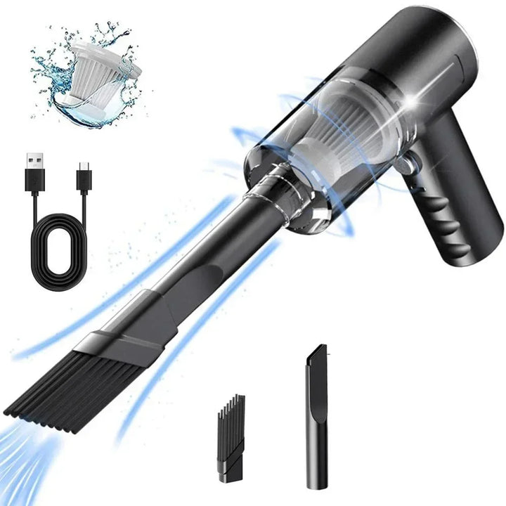 Portable cordless vacuum cleaner with powerful suction for quick cleanups in home & car.