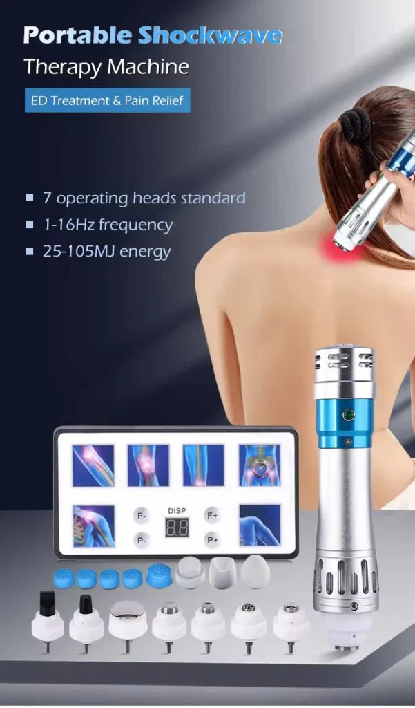 Compact ED shockwave device, promoting circulation & natural sexual function for men.