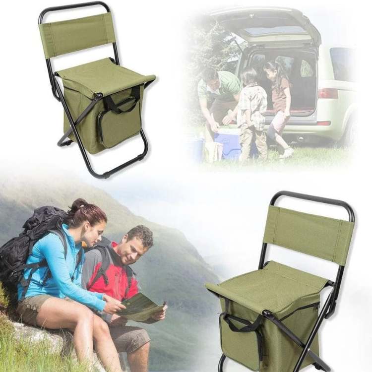 Unisex folding cooler chair with built-in insulated storage for drinks, great for outdoor events.
