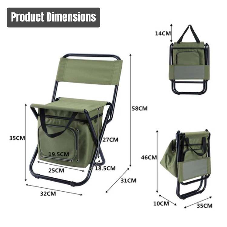 Convenient folding outdoor chair with integrated cooler, making any picnic or beach day easier.