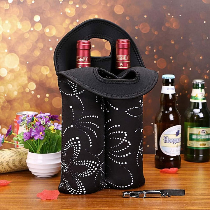 Picnic wine bag, insulated to keep two bottles cool.