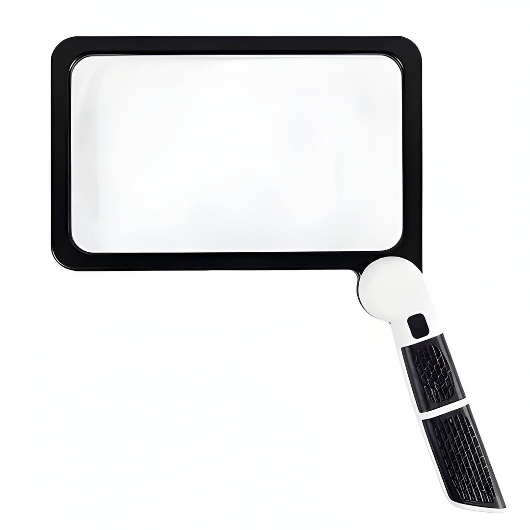 Portable LED magnifier, ideal for reading, crafting, and hobbies. Handheld design with bright illumination for low vision users.